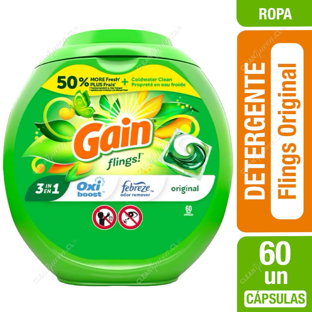 Gain Detergente Cápsulas Flings Original 60 un