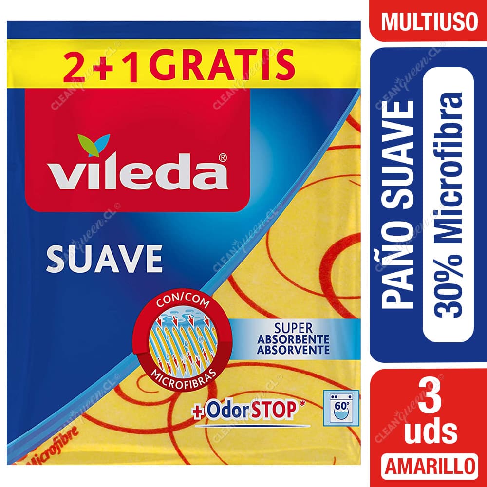 Vileda Paño Multiuso Suave 30% Microfibra 3 un