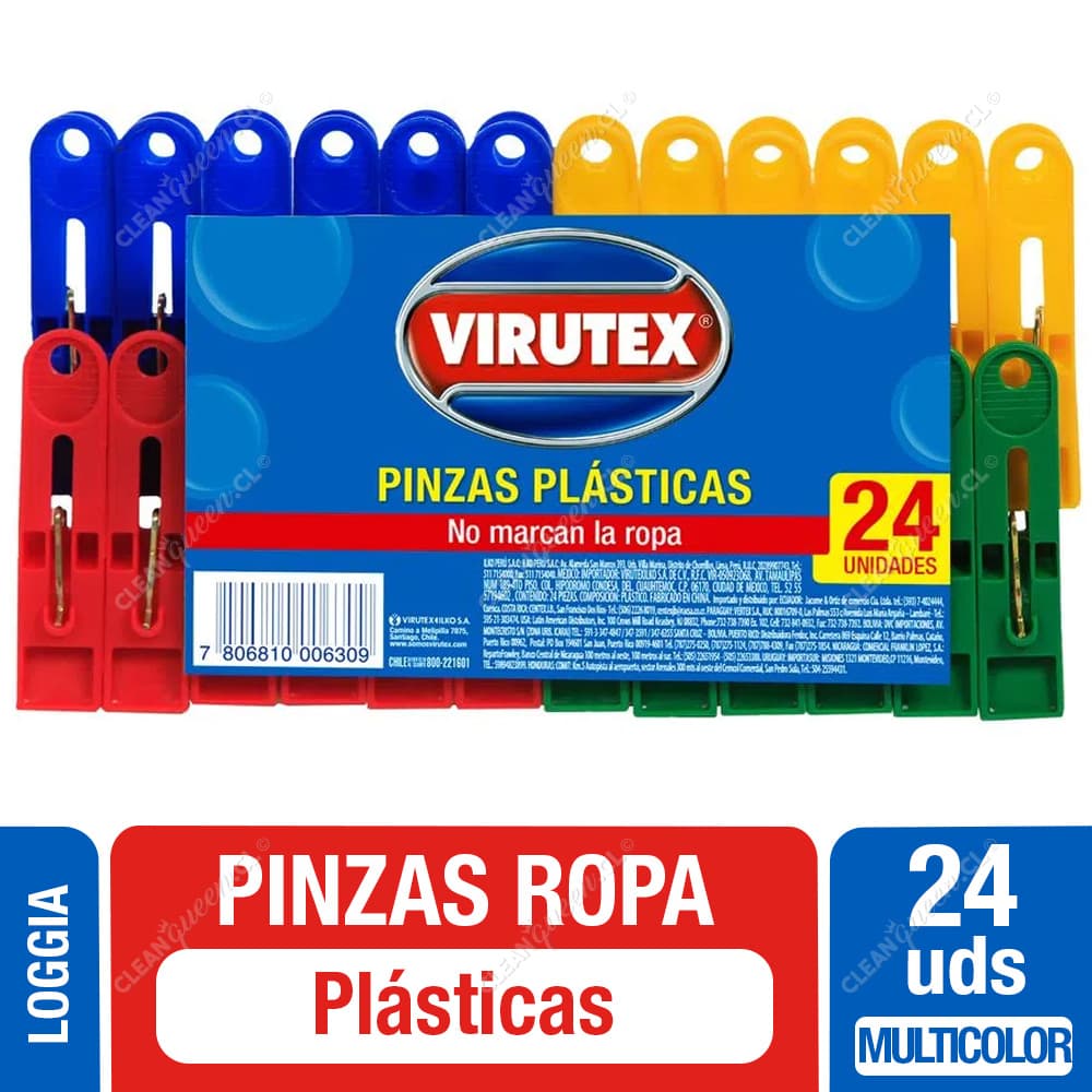 Virutex Pinzas Plásticas para Ropa 24 un