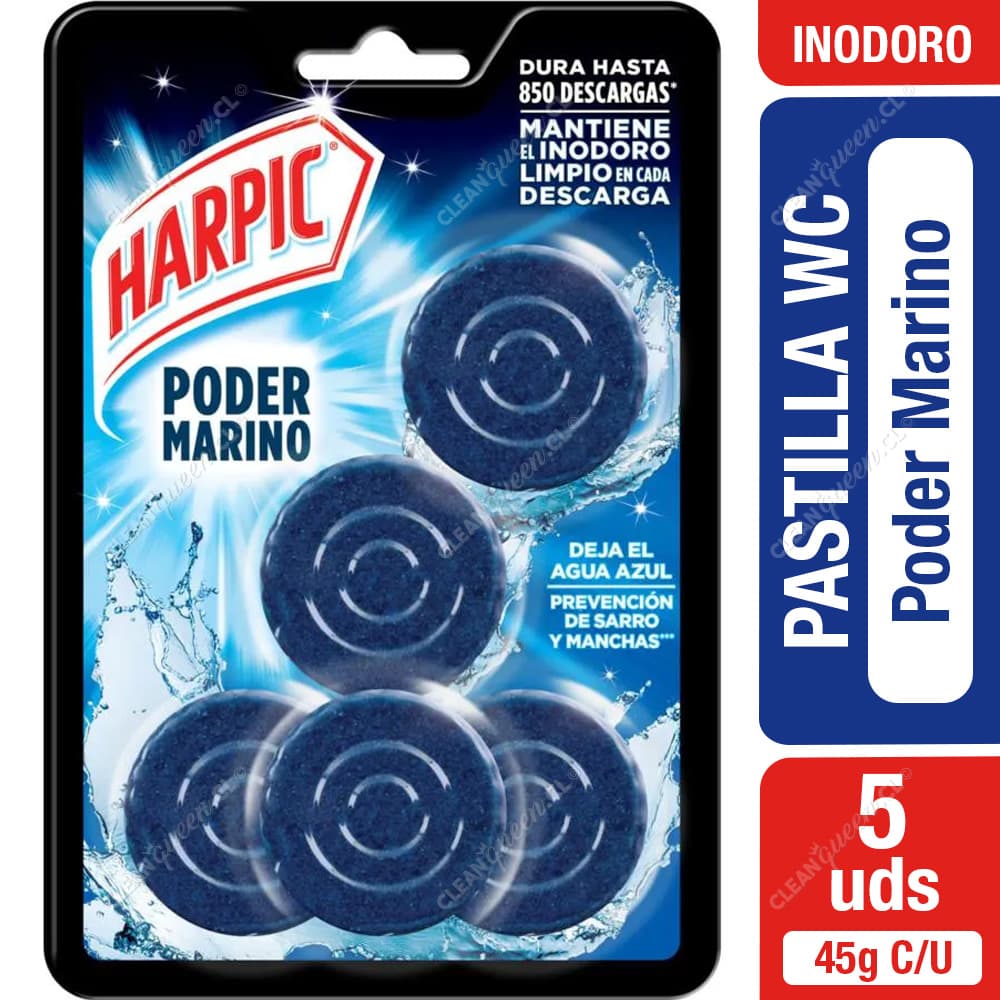 Harpic Pastilla Inodoro Poder Marino 45 g X 5 un