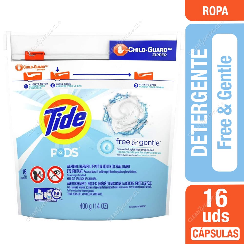 Tide Detergente Cápsulas Free And Gentle 16 un