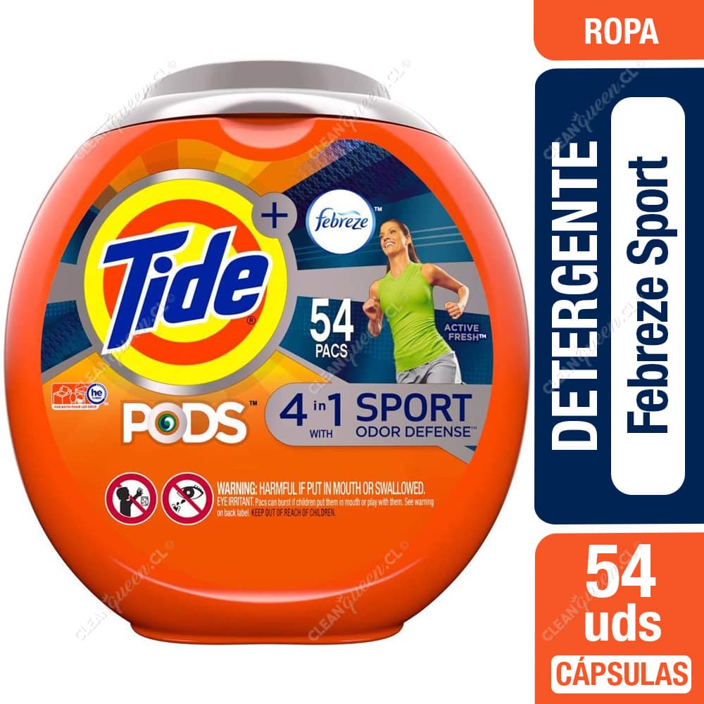 Tide Detergente Cápsulas Febreze Sport 54 un