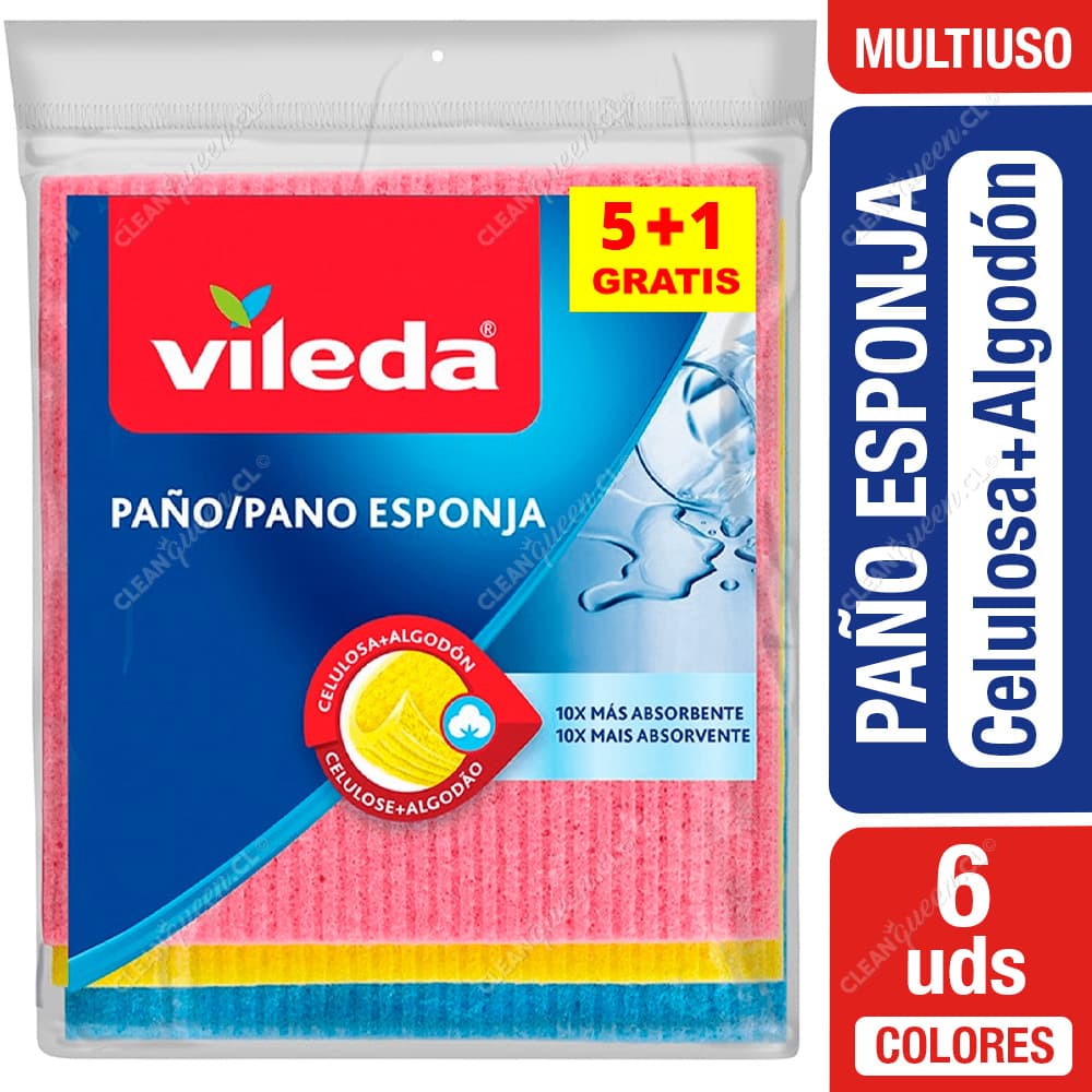 Vileda Paño Esponja Celulosa + Algodón 6 un