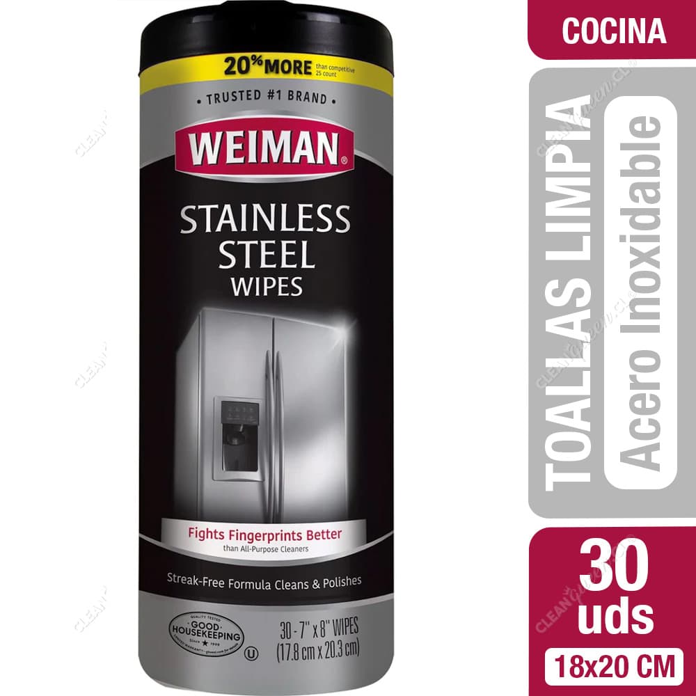 Weiman Toallas Húmedas Acero Inoxidable 30 un