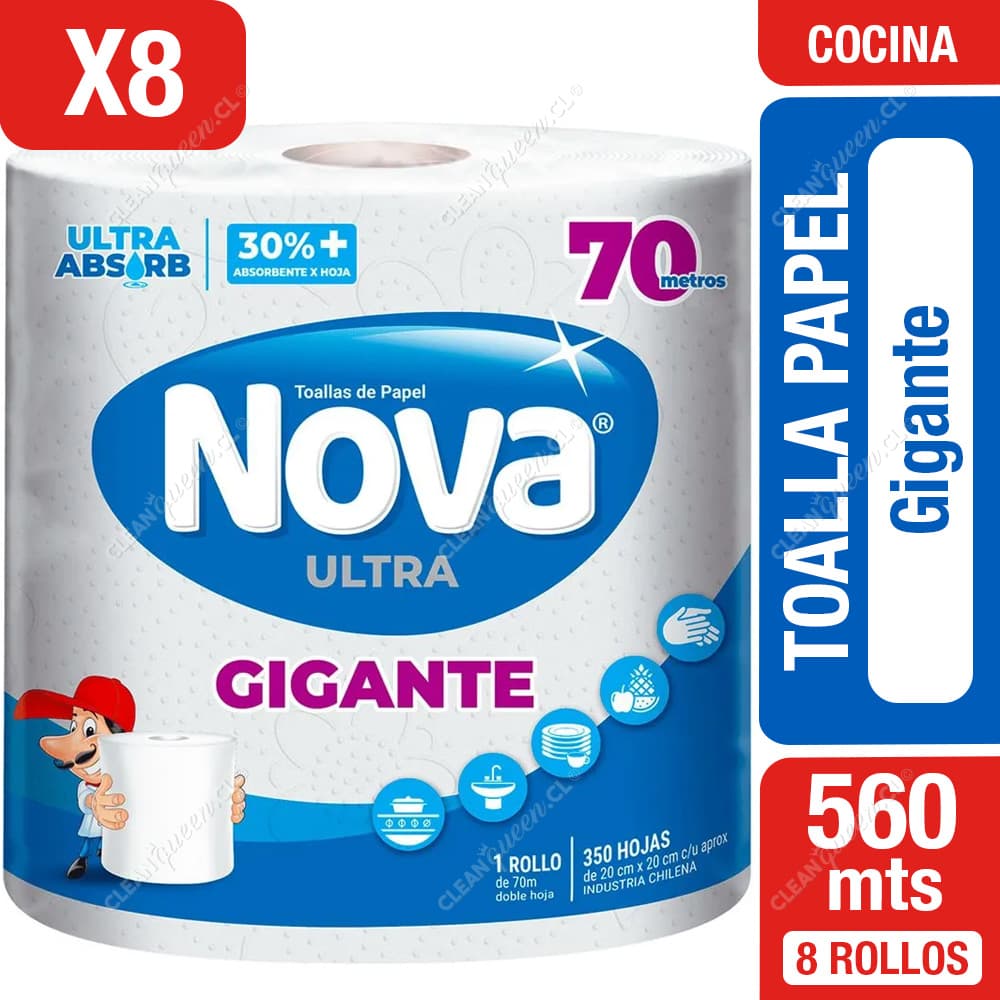 Nova Toalla Papel Gigante Doble Hoja 70 m 8 un