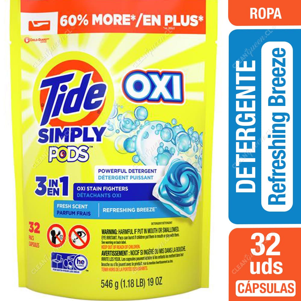 Tide Detergente Cápsulas Simply Refreshing Breeze 32 un