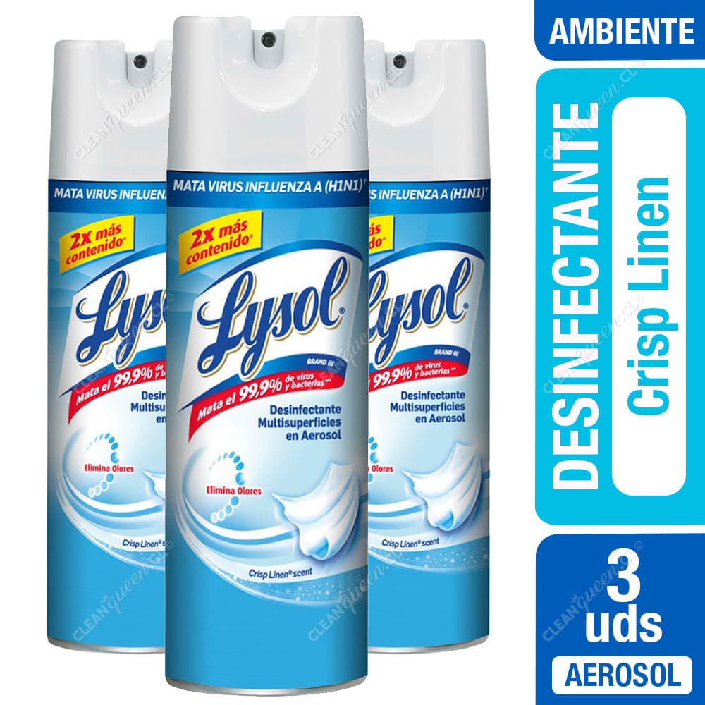 Lysol Desinfectante Ambiental Aerosol Crisp Linen 538 g X 3 un