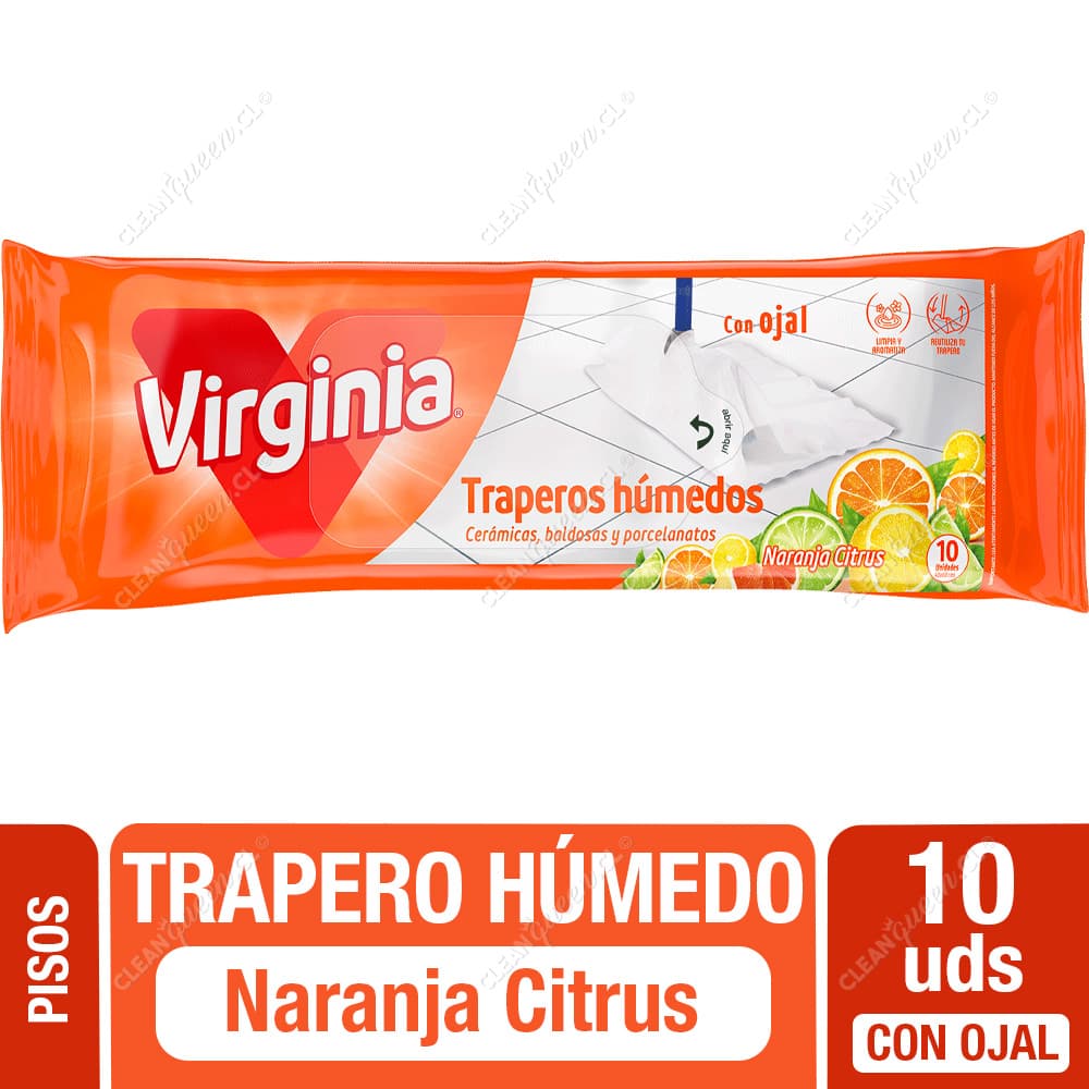 Virginia Trapero Húmedo Multiuso con Ojal Naranja Citrus 10 un