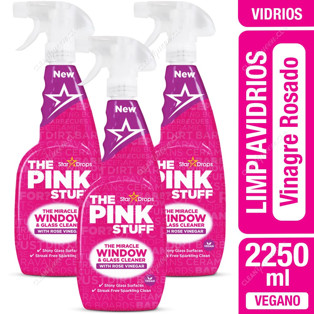 The Pink Stuff Limpiavidrios Vinagre Rosado 3 x 750 ml