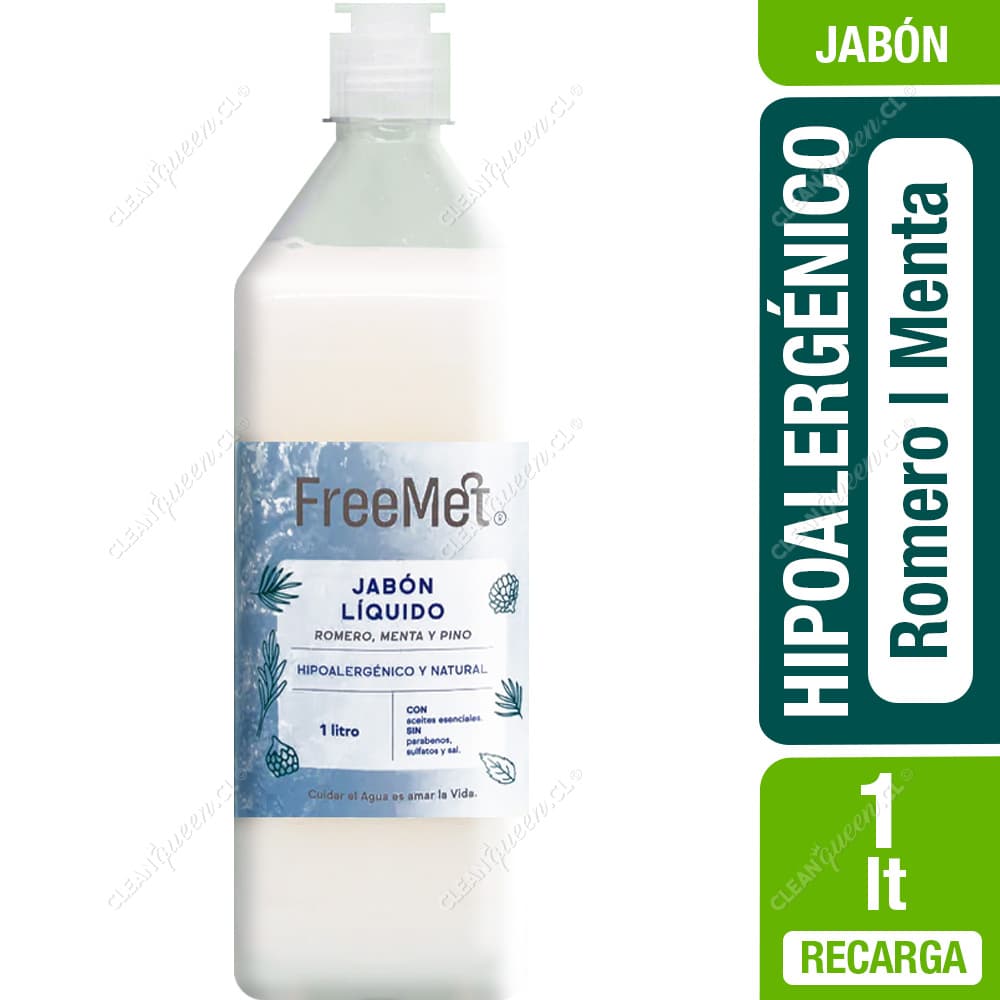 Freemet Jabón Líquido Natural Romero Menta y Pino Recarga 1 L