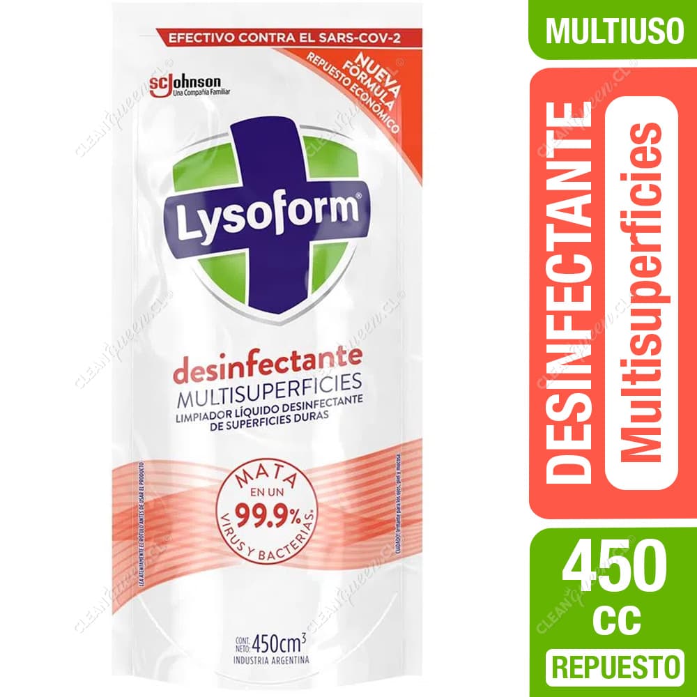 Lysoform Desinfectante Líquido Multisuperficies Repuesto 450 cc