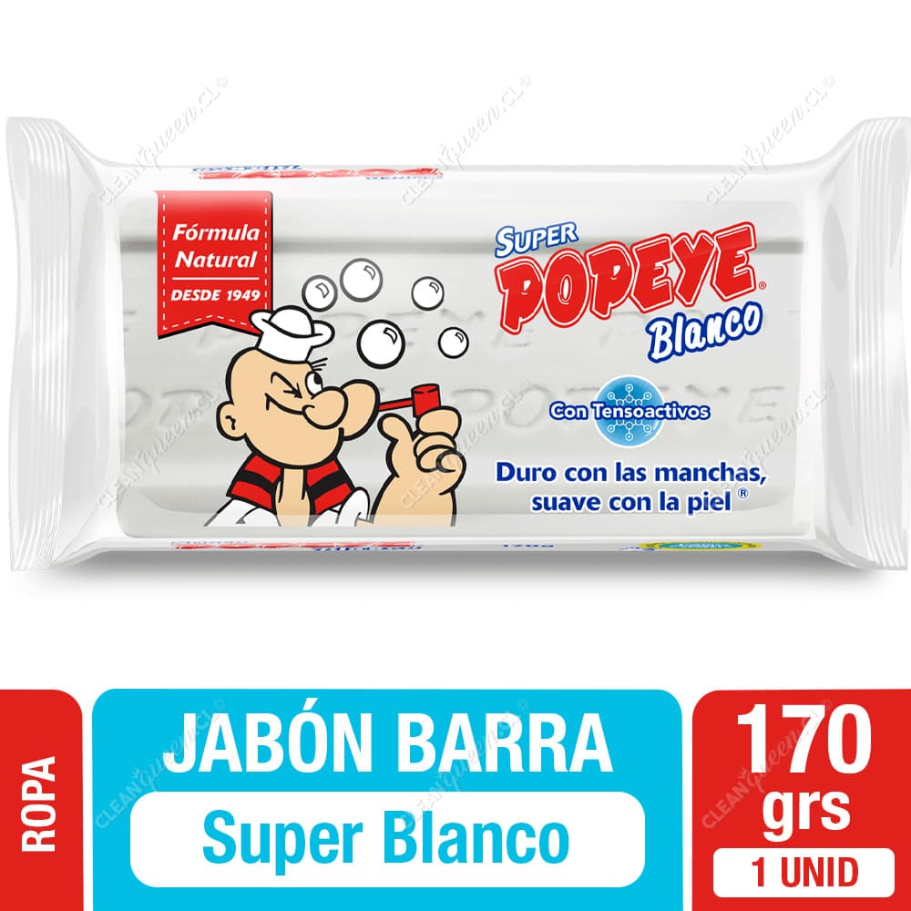 Popeye Jabón Barra para la Ropa Super Blanco 170 g