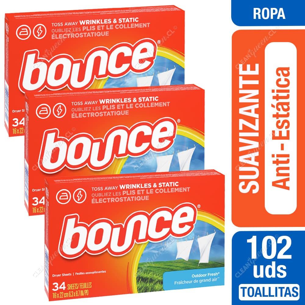 Bounce Toallitas Suavizantes Anti-Estática 3 x 34 un