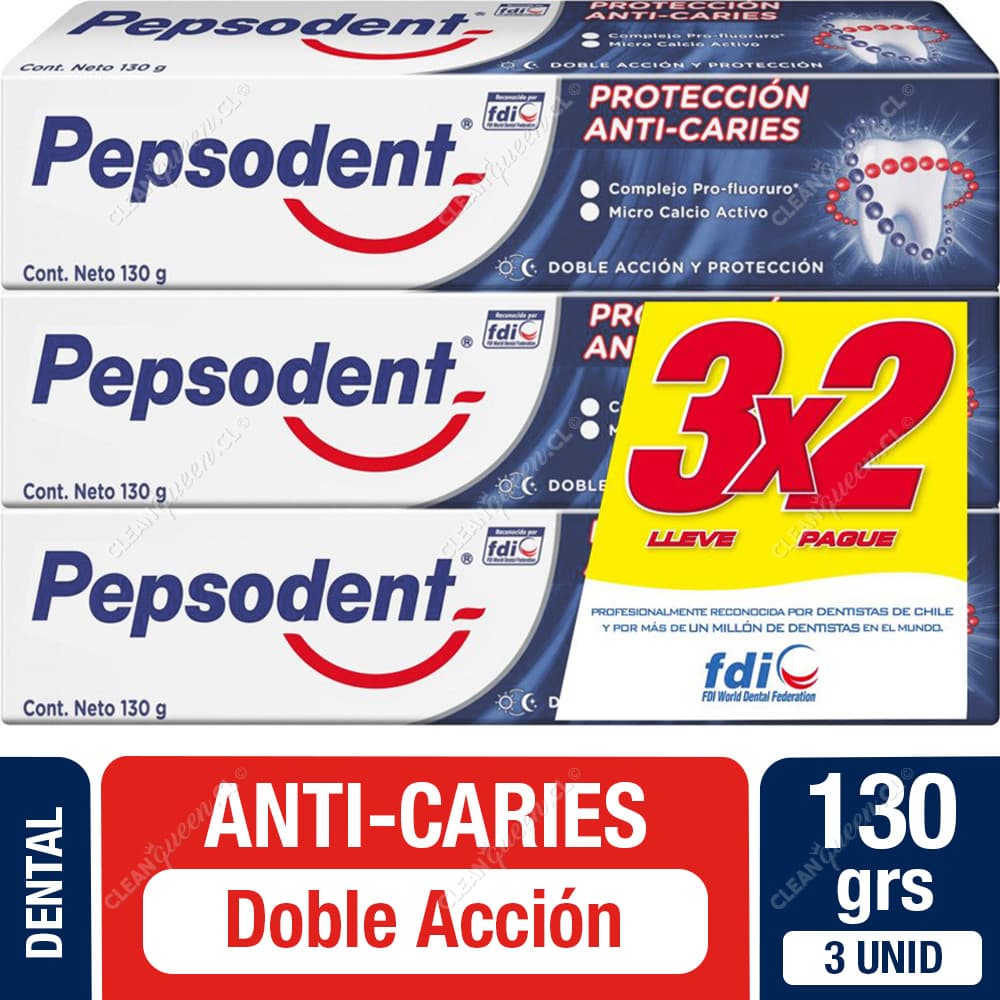 Pepsodent Pasta Dental Protección Anticaries 130 g 3 un