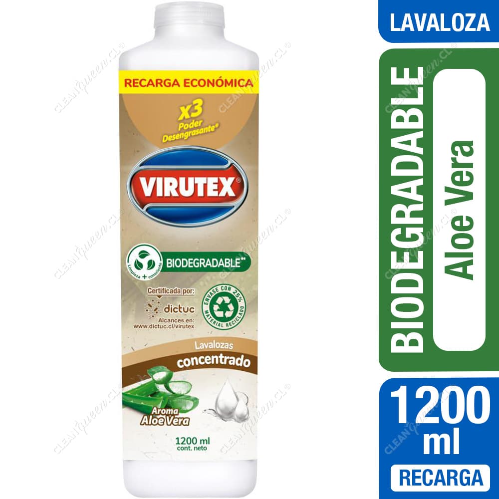 Virutex Lavaloza Ecológico Aloe Vera Recarga 1200 ml