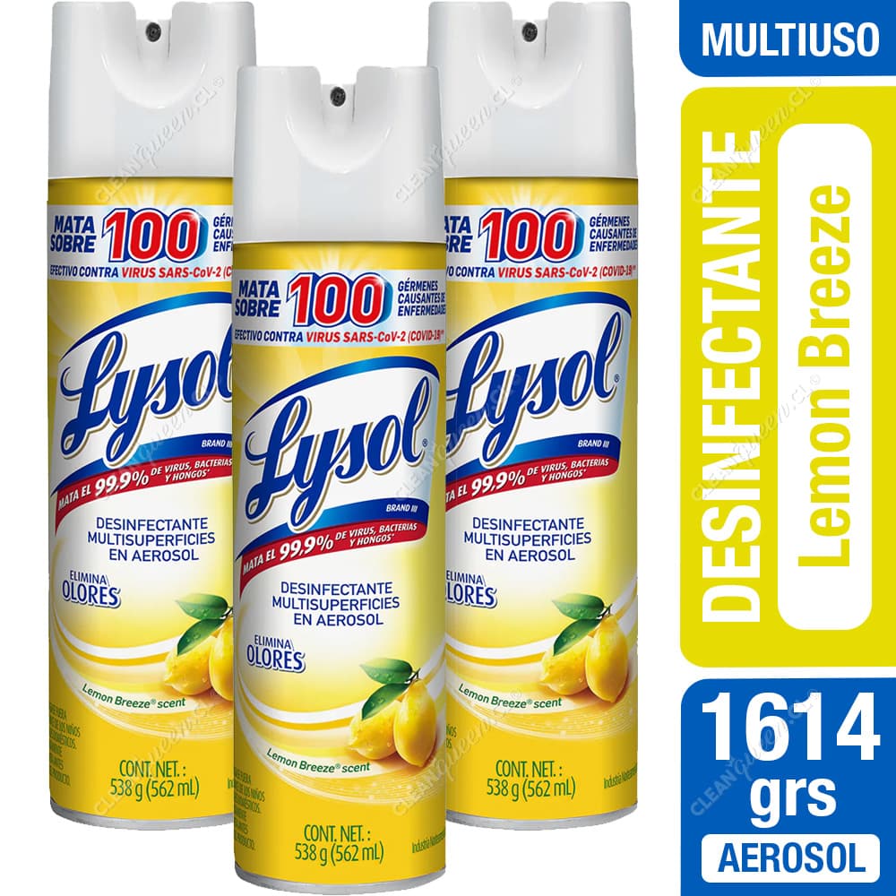 Lysol Desinfectante Multiuso Aerosol Lemon Breeze 3 x 538 g