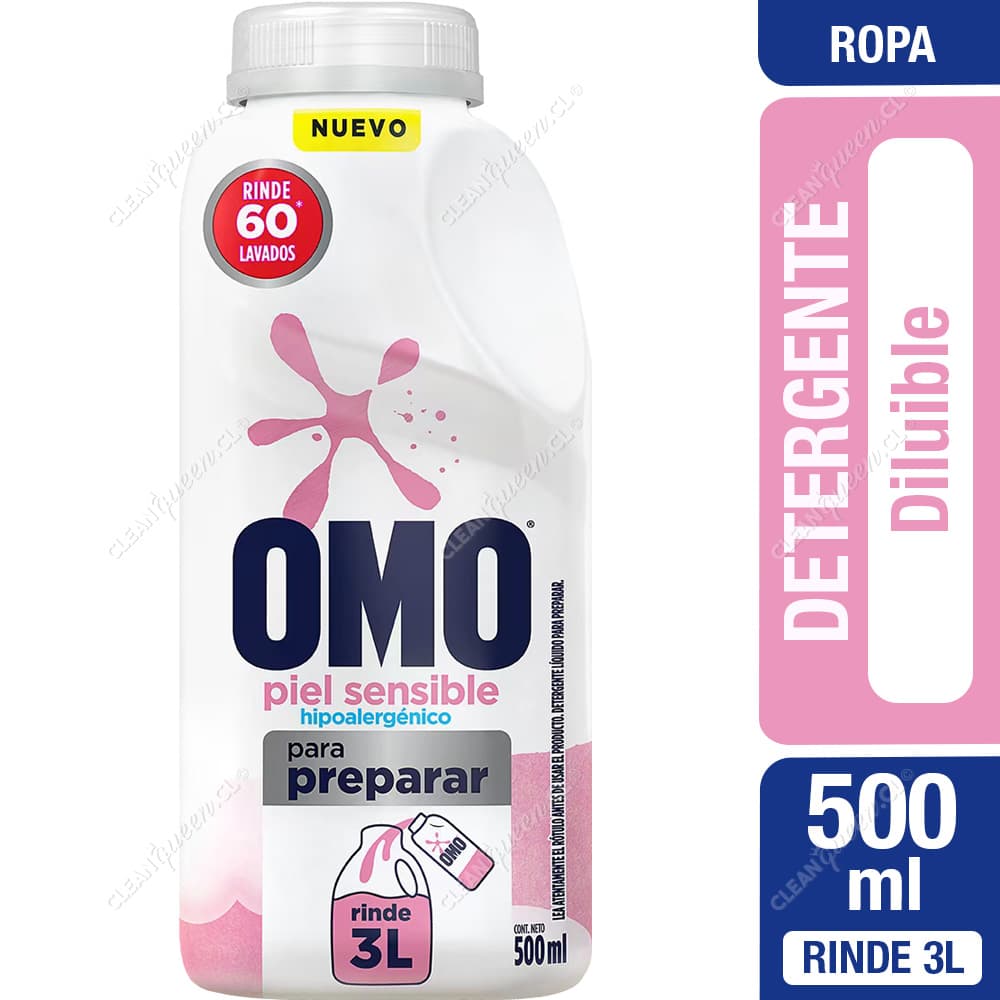 Omo Detergente Líquido Piel Sensible Diluible 500 ml