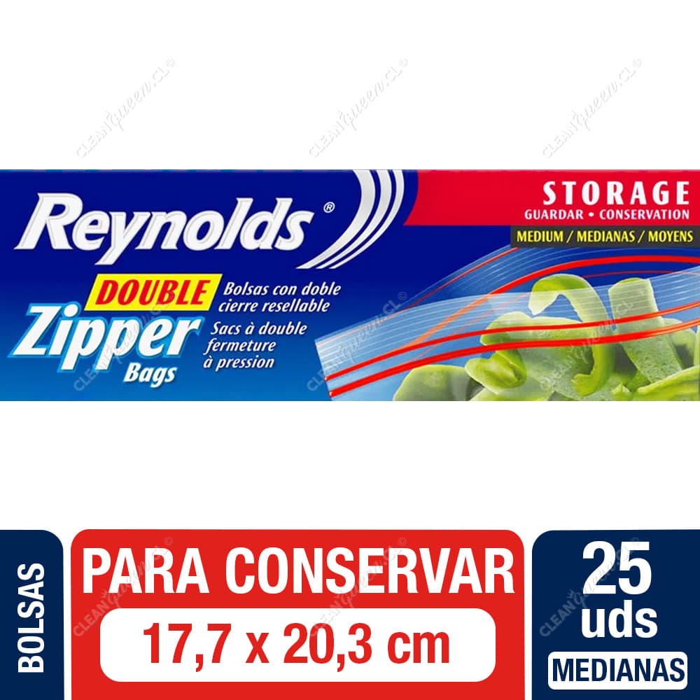 Reynolds Bolsas Herméticas para Conservar Doble Cierre Medianas 25 un