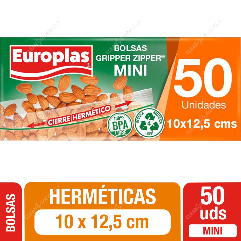 Europlas Bolsas Herméticas Gripper Zipper Mini 50 un