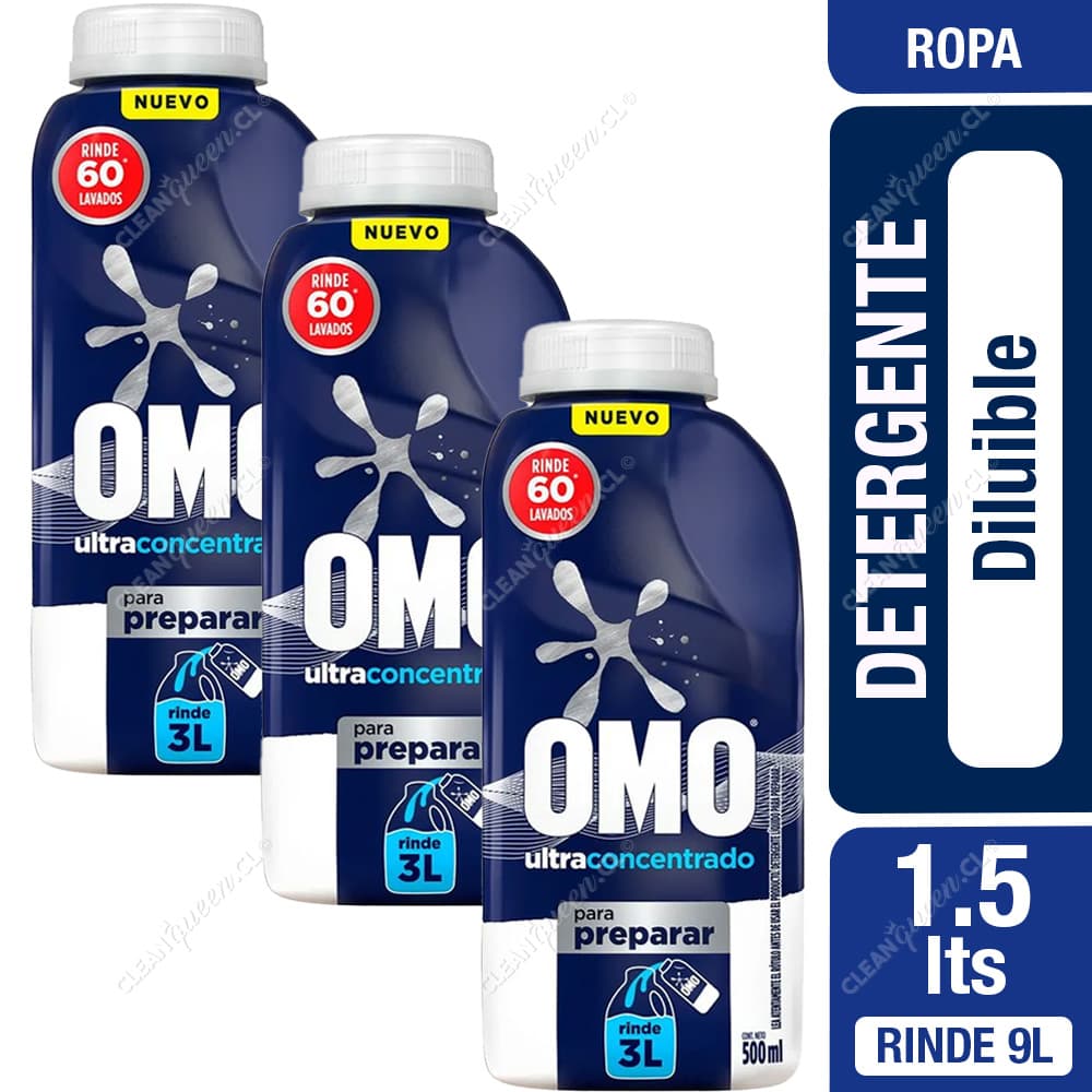 Omo Detergente Líquido Ultra Power Diluible 3 x 500 ml