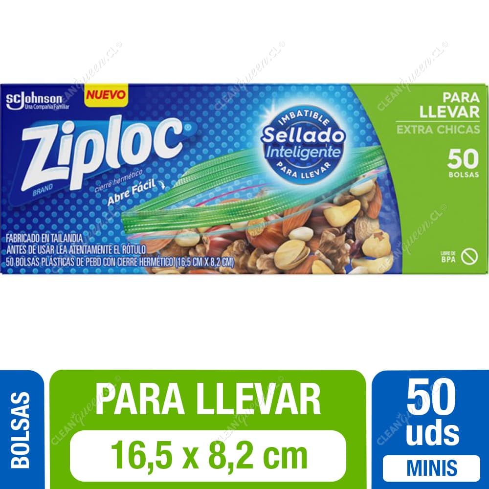 Ziploc Bolsas Multiuso para Llevar Cierre Fácil Extra Chicas 50 un
