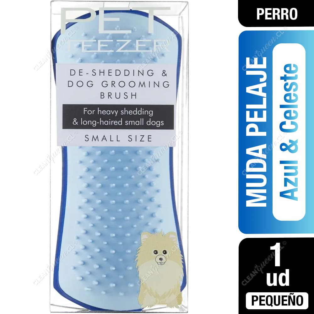Pet Teezer Cepillo Muda Pelaje Azul & Celeste Pequeño