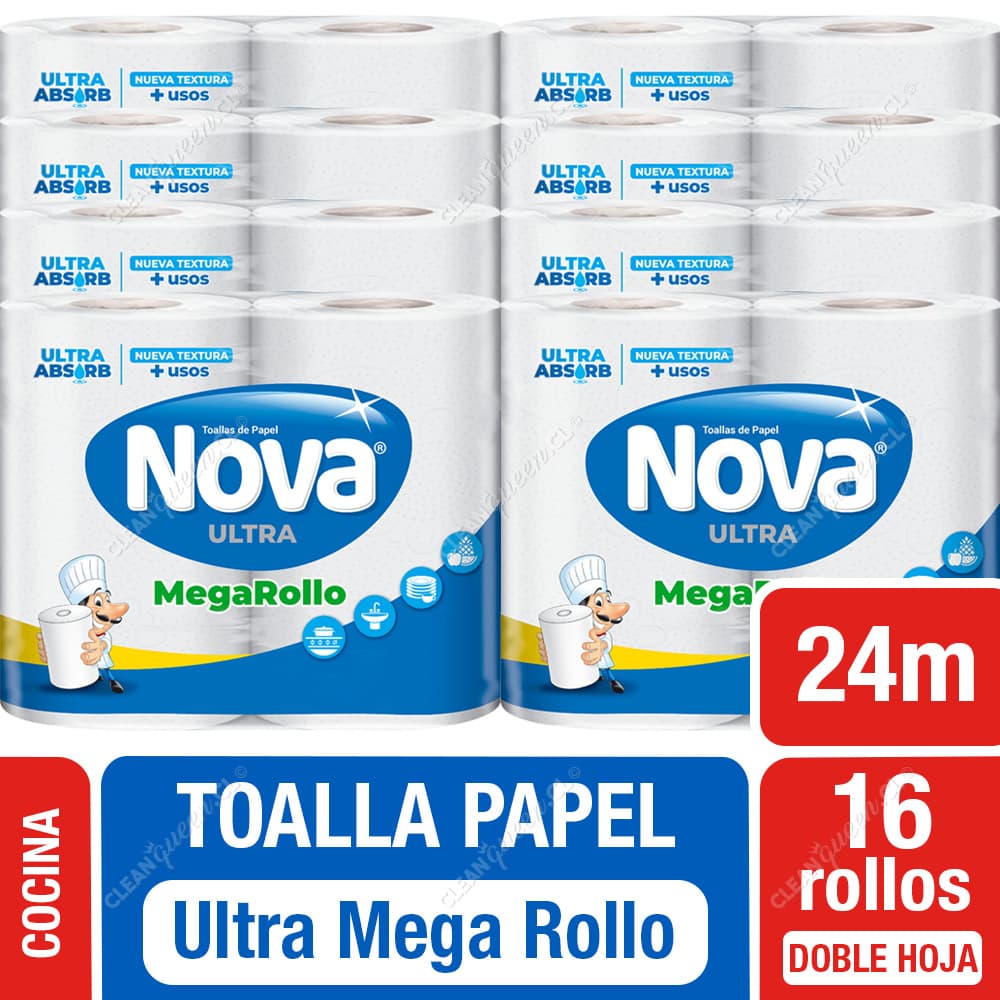 Nova Toalla de Papel Ultra Mega Rollo 24 m 8 x 2 un
