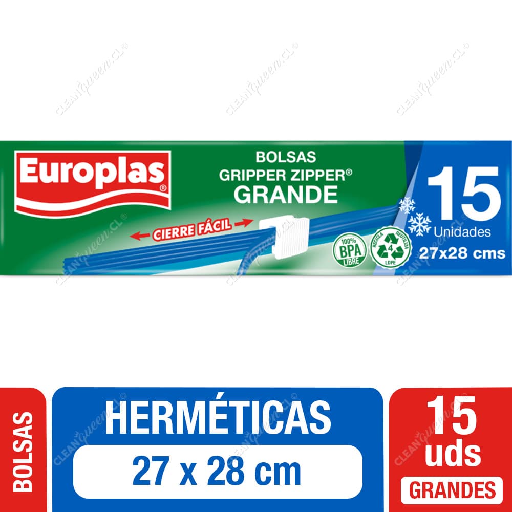 Europlas Bolsas Herméticas Gripper Zipper Grandes 15 un