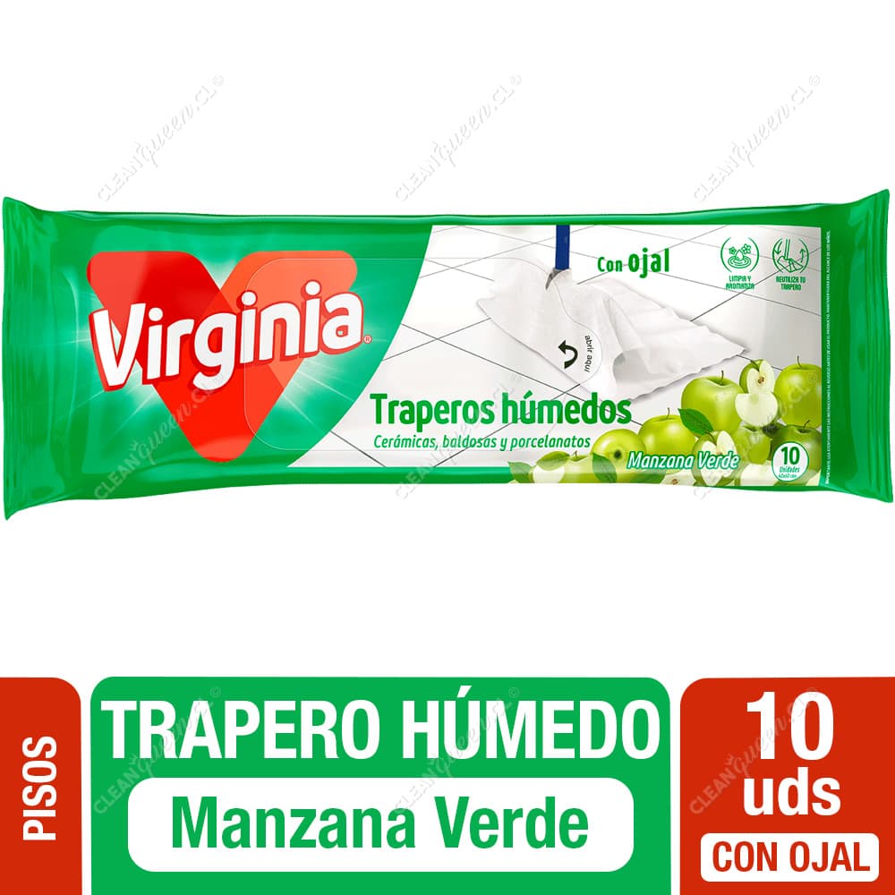 Virginia Trapero Húmedo Multiuso con Ojal Manzana Verde 10 un