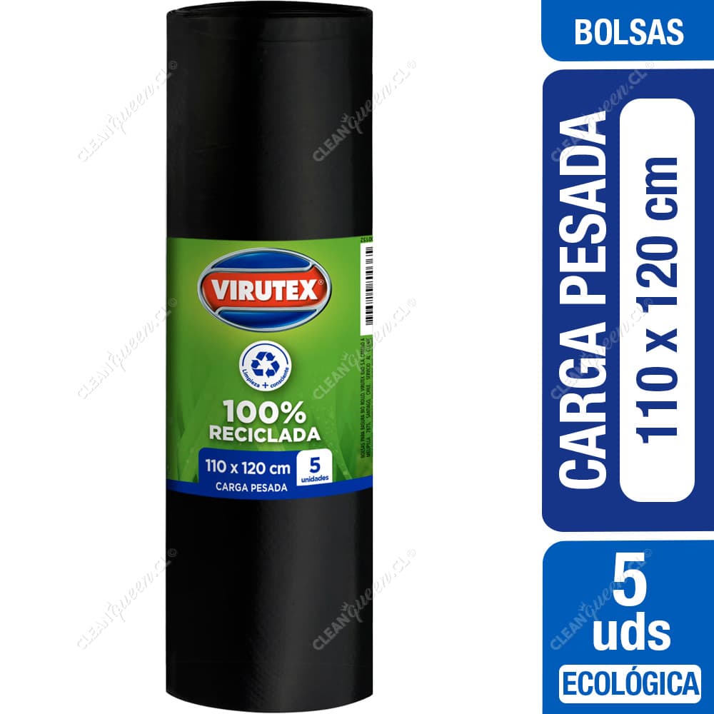 Virutex Bolsas de Basura Ecológicas Carga Pesada 110 x 120 cm 5 un