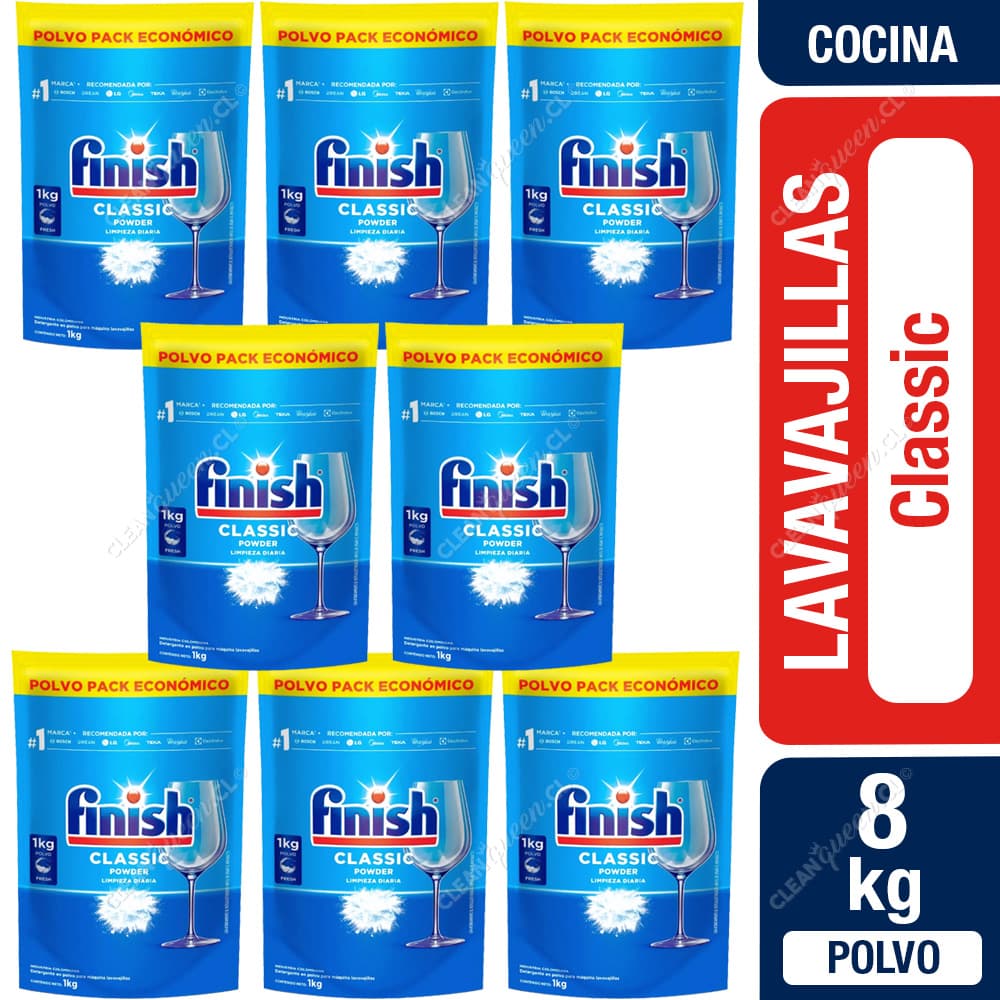 Finish Detergente Lavavajillas Polvo Pack Económico 8 x 1 kg