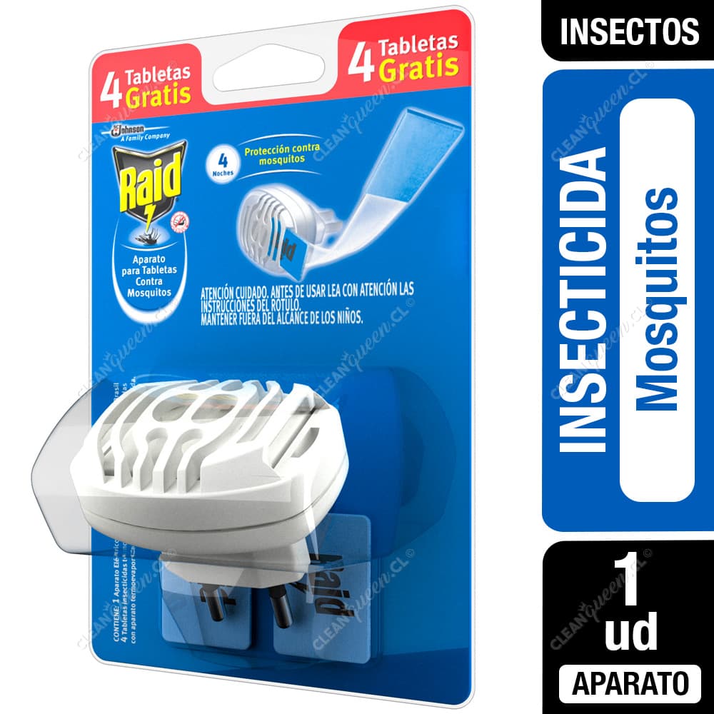 Raid Insecticida Aparato + 4 Tabletas Gratis Mosquitos y Zancudos