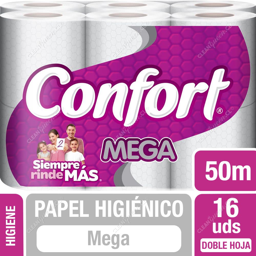 Confort Papel Higiénico Mega Doble Hoja 50 m 16 un