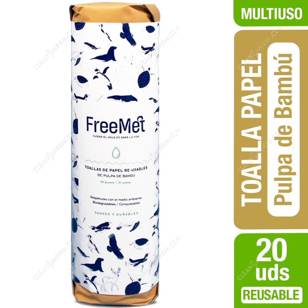 Freemet Toalla de Papel Reusable Pulpa de Bambú 20 un