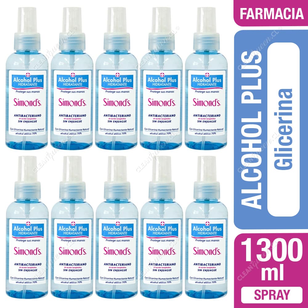 Simond's Alcohol Gel Plus con Glicerina Spray 10 x 130 ml