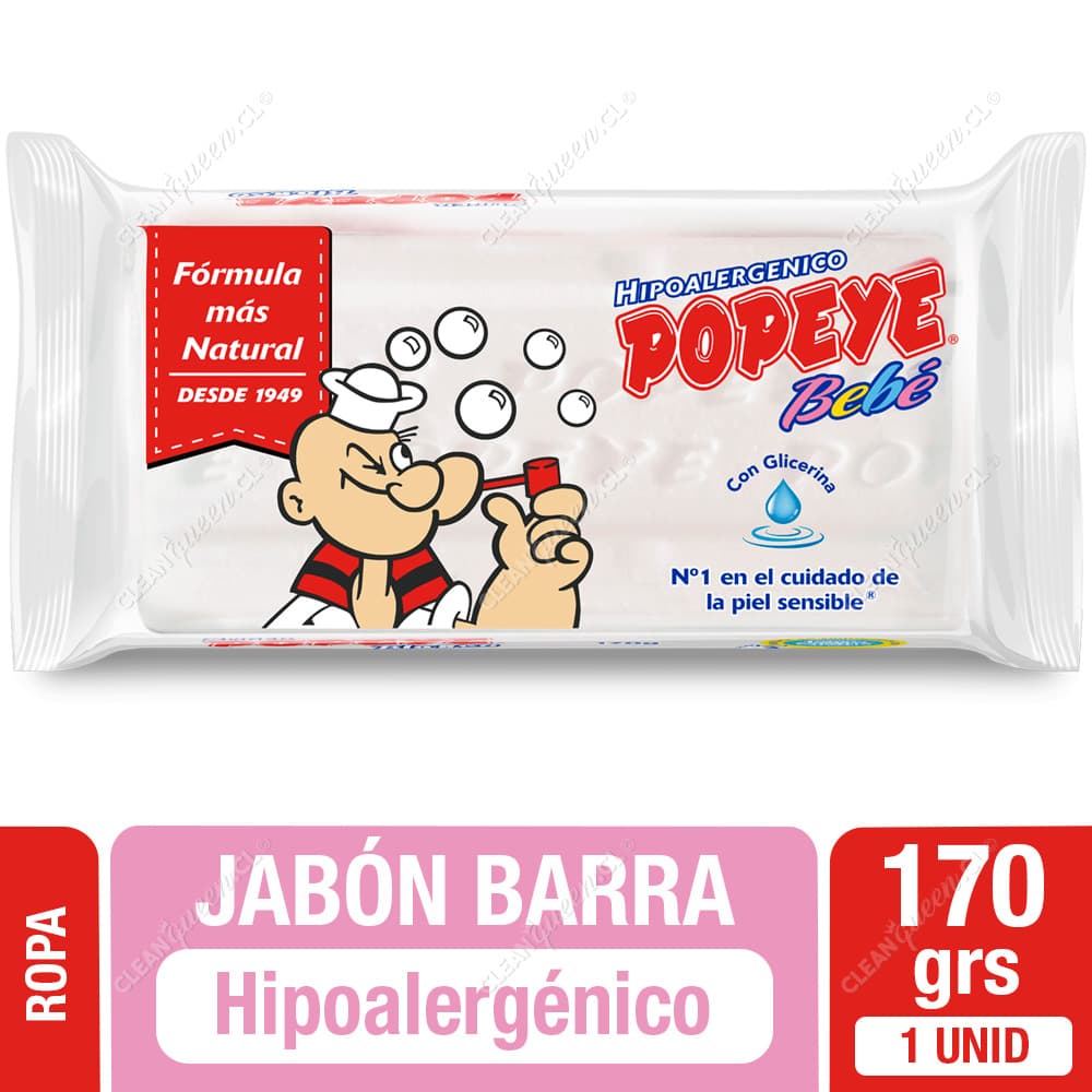 Popeye Jabón Barra para la Ropa Hipoalergénico Bebé 170 g