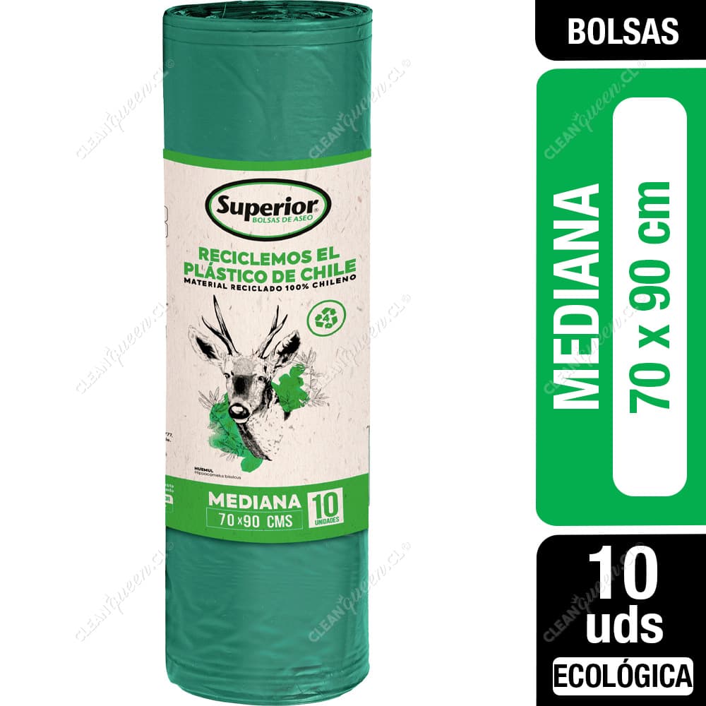 Superior Bolsas de Basura Ecológicas Mediana 70 x 90 cm 10 un